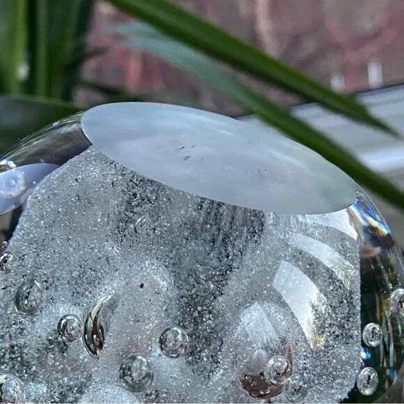Clear Effervescent Art Glass Paperweight with Bubbles - One Only - Picture 4 of 13